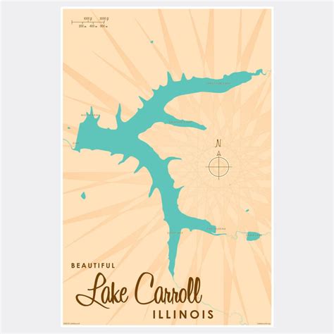 Lake Carroll Illinois Paper Print Map Art - Etsy