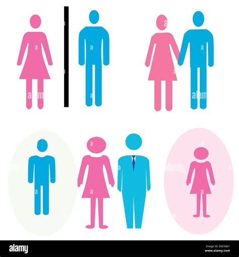 Male And Female Restroom Sign Silhouette With Pink And Blue Figures