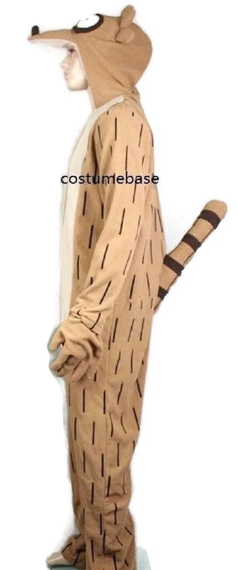 Regular Show Rigby Jumpsuit Mascot Fleece Adult Hood Costume Ebay