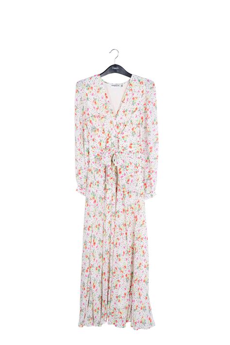 Off White Floral Print Wrap Maxi Dress