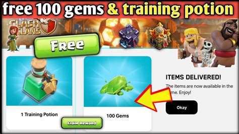 Free 100 Gems And Training Potion Claim Now🤩🔥 Clash Of Clans Youtube