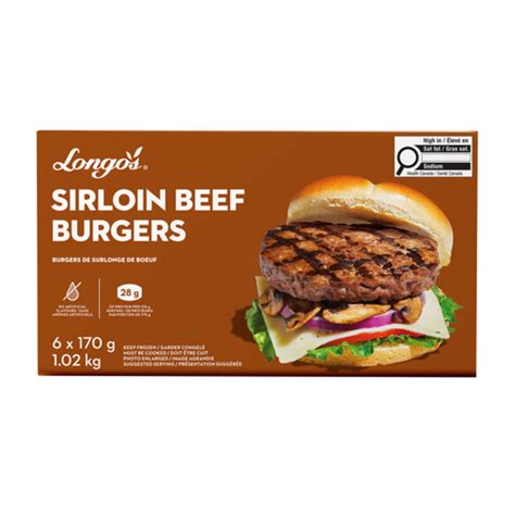 Longo s Frozen Sirloin Beef Burgers 1 02 kg Voilà Online Groceries