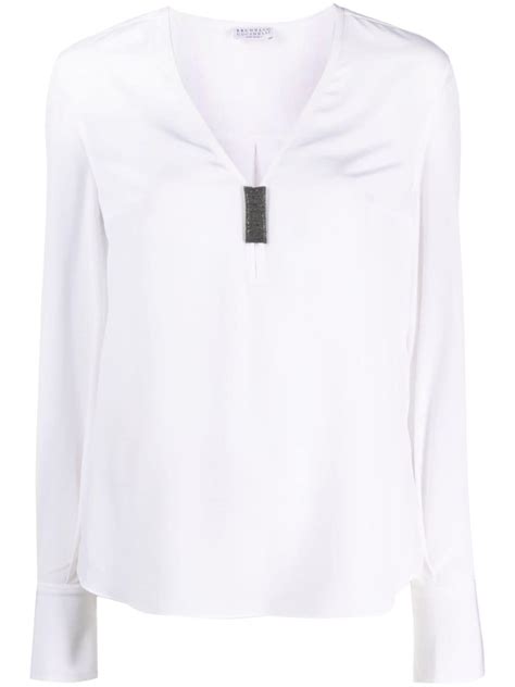 Brunello Cucinelli Semi Sheer Silk Blouse White Farfetch