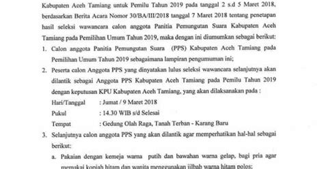 Besok Anggota Ppk Dan Pps Aceh Tamiang Dilantik