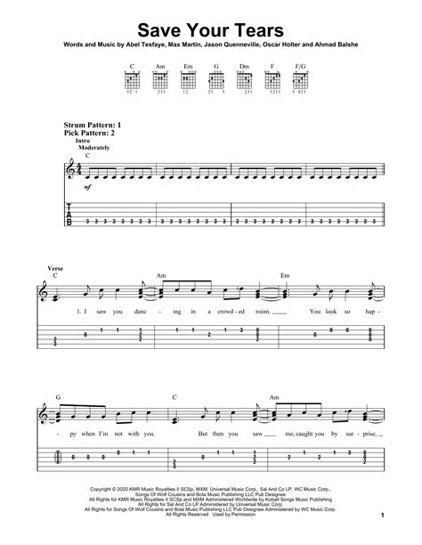 Save Your Tears by The Weeknd - Easy Guitar Tab - Guitar Instructor