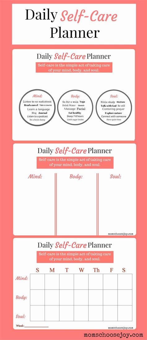 Printable Self Care Plan Template