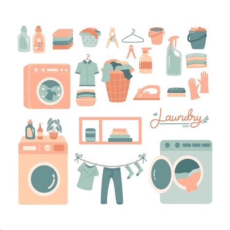 Premium Vector Set Of Laundry Element Vector Illustration