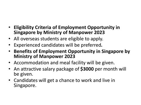 Employment Opportunity In Singapore By Ministry Of Manpower 2023pptx