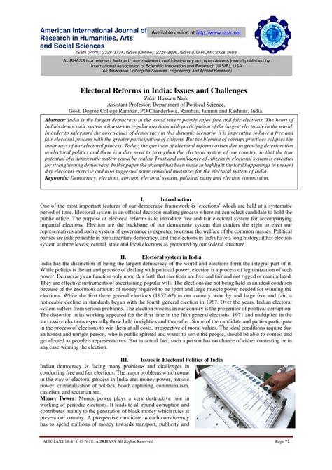 PDF Electoral Reforms In India Issues And Challenges