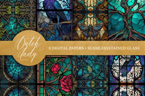 Stained Glass Seamless Patterns Graphic By Daphnepopuliers Creative