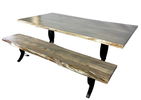 Outlet Live Edge Wormy Maple Dining Table With Bench In Stock