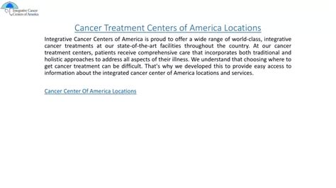 PPT - Cancer Treatment Centers of America Locations ...