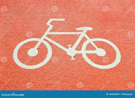 Close Up Bicycle Symbol on Street,bicycle Path Stock Image - Image of ...