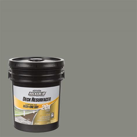 Rust Oleum Rocksolid 4 Gal Bedrock Exterior 20x Deck Resurfacer 319555 The Home Depot