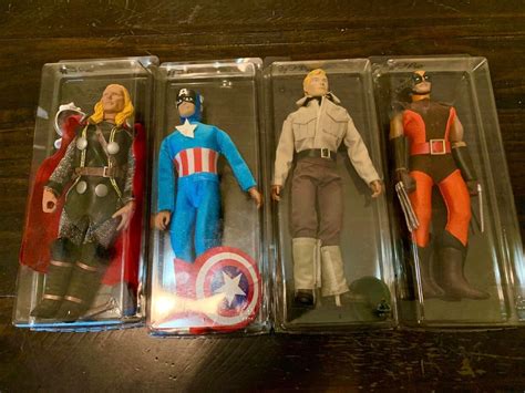 Lot of four Mego Style Marvel figures Thor Captain America Wolverine ...