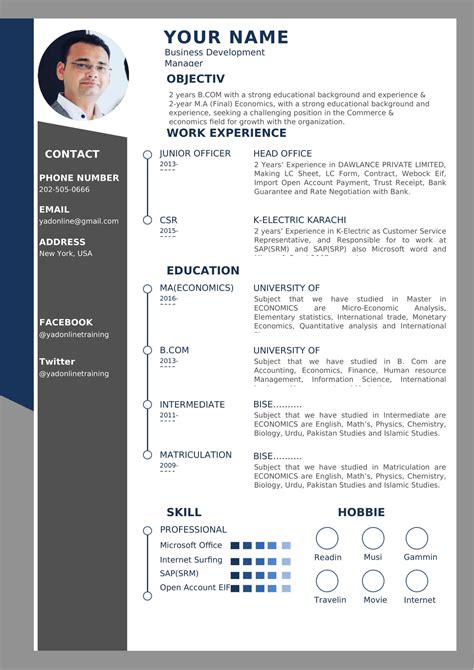 Free Modern Resume Cv Templates For Word Pdf Format