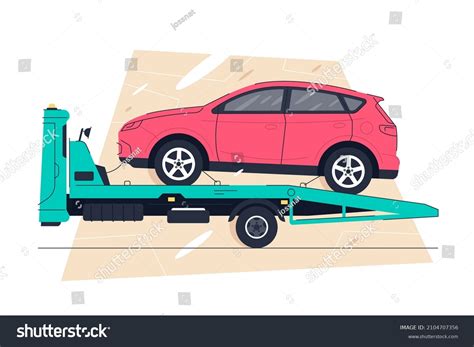 Car Towing Truck Evacuator Roadside Assistance Stock Vector Royalty