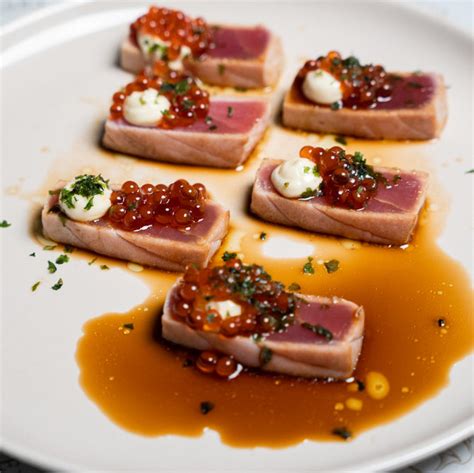 Seared Tuna Ponzu Kewpie And Ikura Shoyu Zuke Pearls Yarra Valley