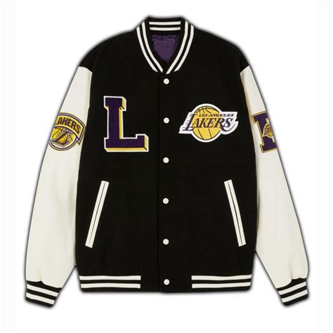 Wool Leather Black White Nba La Lakers Varsity Jacket Jacket Makers