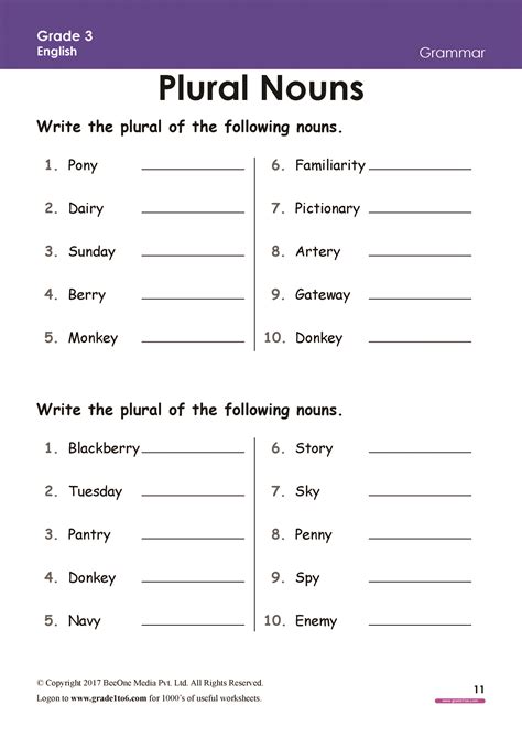 Grammar Year 3 Worksheet