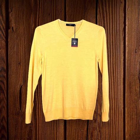 Charles Tyrwhitt Lemon Pure Merino V Neck Jumper Depop