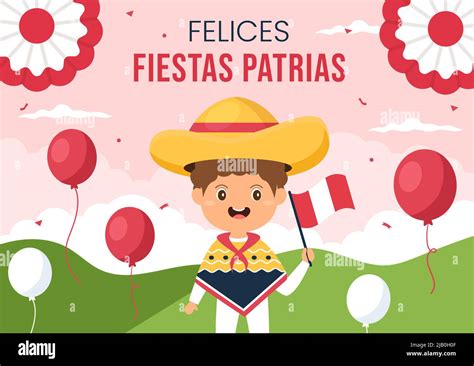 Felices Fiestas Patrias O Día De La Independencia Peruana Cartoon