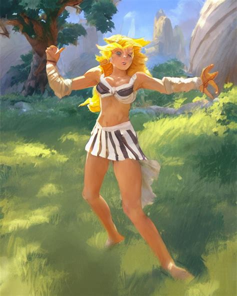 KREA AI Greg Manchess Concept Art Of A Beautiful Blonde Ca