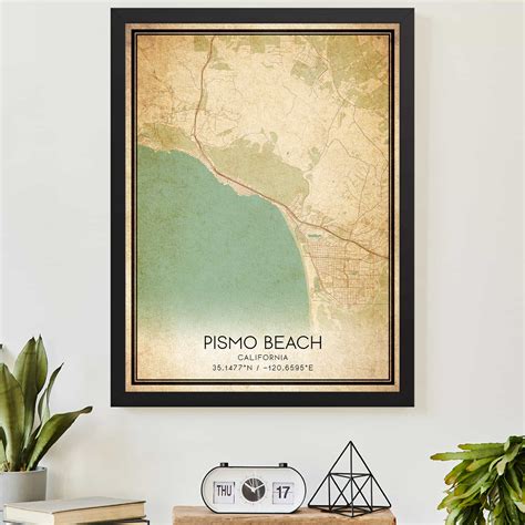 Vintage Pismo Beach California Map Poster Modern Home Decor Wall Art