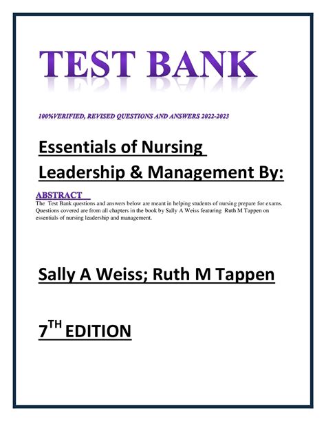 Test Bank Essentials Of Nursing Leadership Management By Sally A