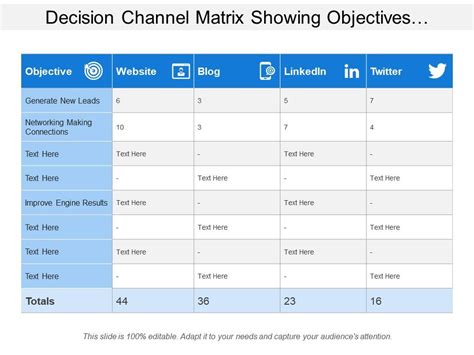 Decision Channel Matrix Showing Objectives With Communication Channels