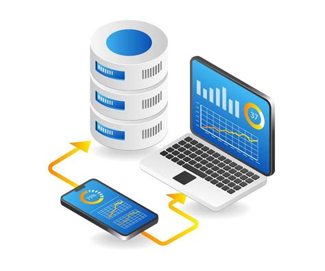 flat isometric  illustration  smartphone application analysis