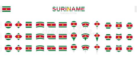 Large Collection Of Suriname Flags Of Various Shapes And Effects Stock