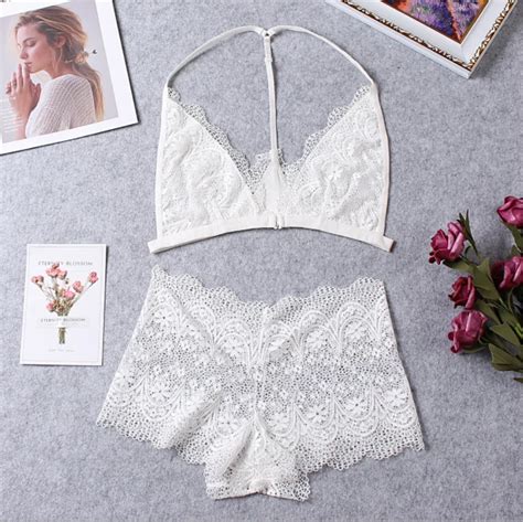 See Through Lace High Cup Open Back Two Piece Sexy Lingerie Buy Sexy