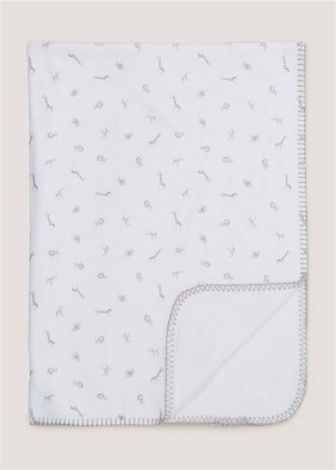 White Safari Fleece Baby Blanket 100cm X 75cm