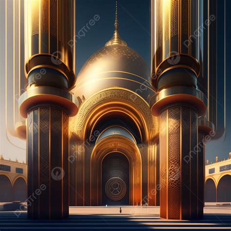 D Golden Dome Grand Mosque Background Mosque Gold Mosque D