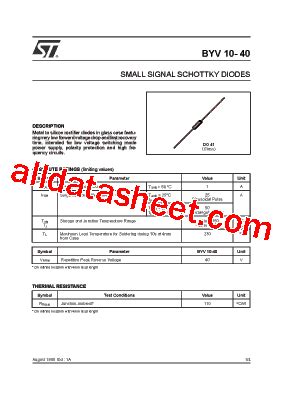 Byv Datasheet Pdf Stmicroelectronics