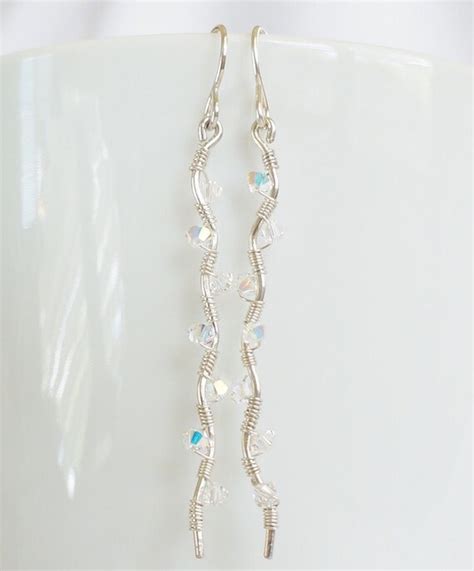 Long Swarovski Crystal Ab Earrings Silver And Crystal By Iostudio