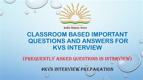 Kvs Prt Interview Preparation Important Classroom Based Questions