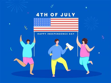 4th Of July Happy Independence Day Concept With People Holding