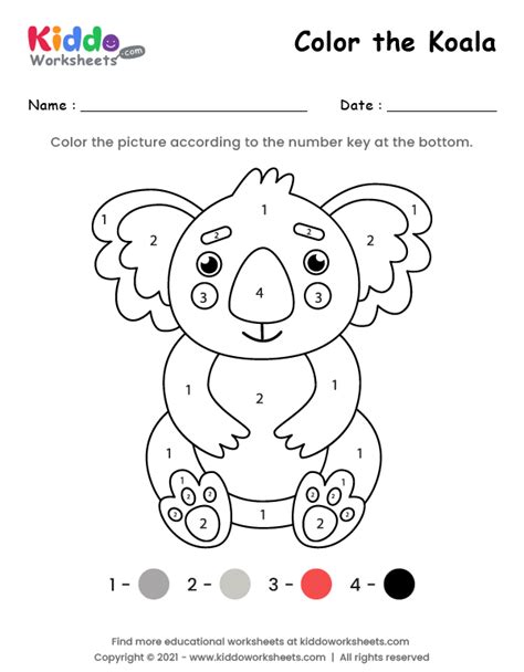 Free Printable Color the Koala Worksheet - kiddoworksheets | Free printable coloring pages, Free ...