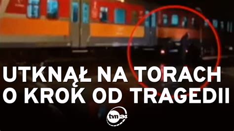 UTKNĄŁ NA TORACH O KROK OD TRAGEDII YouTube