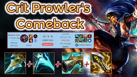 Prowler S Full Crit Shaco Comeback Ranked S Plat League Of Legends