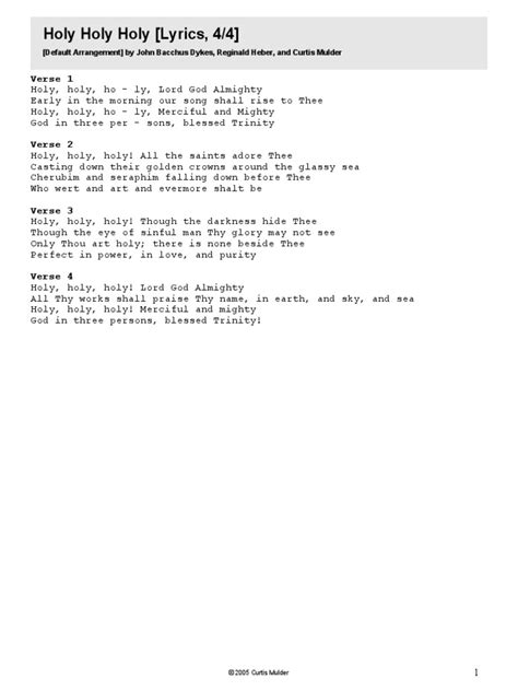 Holy Holy Holy - Lyrics | PDF