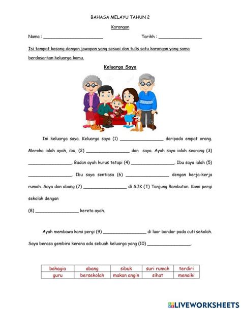 Karangan Keluarga Saya Worksheet