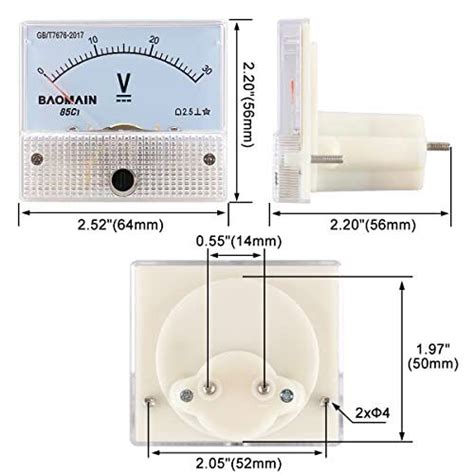 Baomain Analog Voltmeter C Dc V Rectangle Analog Volt Panel