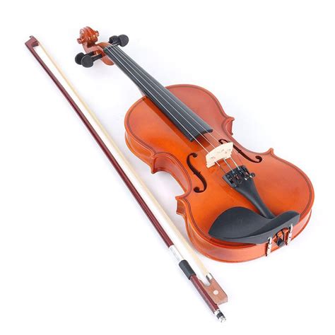 12 Size Natural Acoustic Violin Fiddle Instrument With Bow Rosin Carry