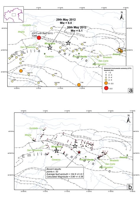 -Seismotectonic map of the area hit by the May 2012 seismic sequence ...