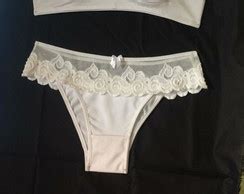 Conjunto Lingerie Branca Renda Elo7