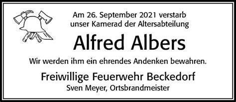 Traueranzeigen Von Alfred Albers Trauerportal Der Celleschen Zeitung