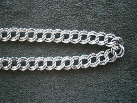 Elco Double Hammered Curb Link Vintage Sterling Silver Bracelet